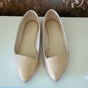 Shimmery gold Aldo flats, Size 8, like new